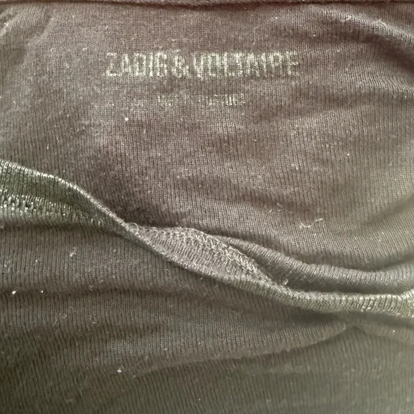 ZADIG & VOLTAIRE Black Metallic Detail Tee S - Picture 3 of 6